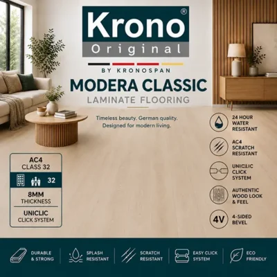 Krono Original Modera Classic laminate flooring range featuring authentic oak décors available from Laminate Floor World