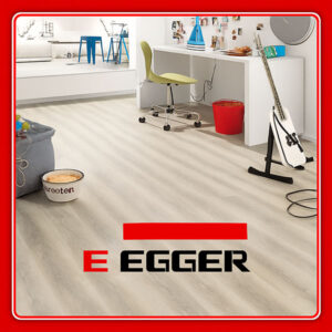 Egger Light Grey Laminate Flooring in Modern Teen Bedroom with Desk and Guitar