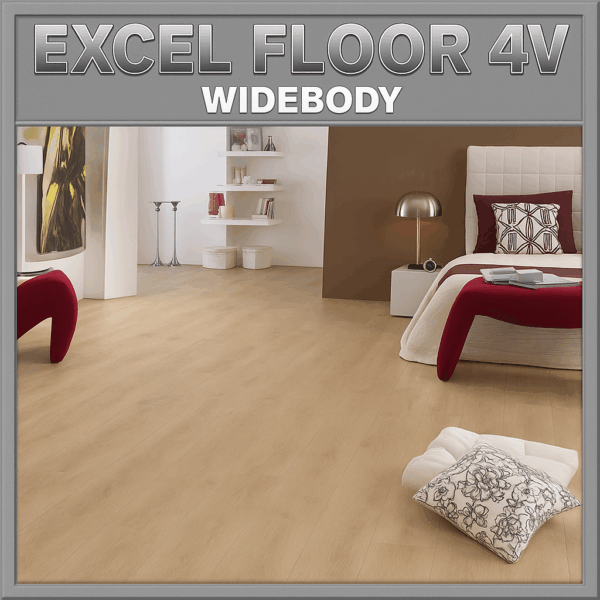 Excel 4V Widebody Laminate Flooring Installed in Modern Bedroom – Wide Plank AC3Rated