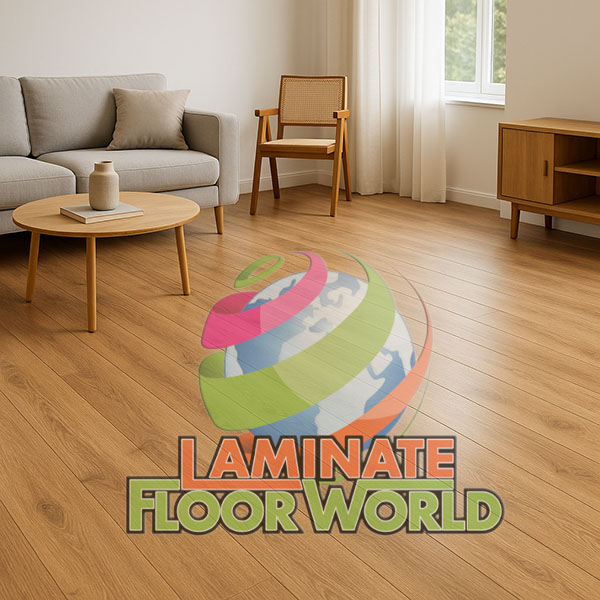 Laminated wooden flooring in a modern South African home interior with oak finish