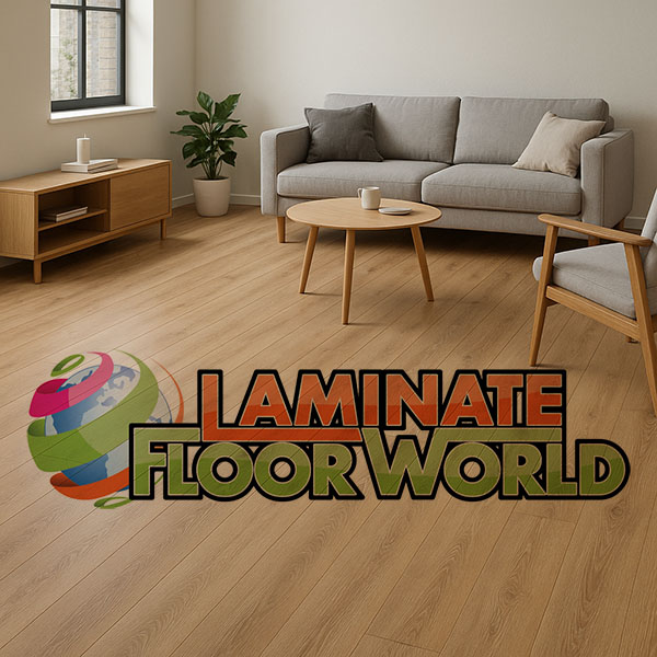 Modern South African living room with oak laminated wooden flooring and minimalist furniture