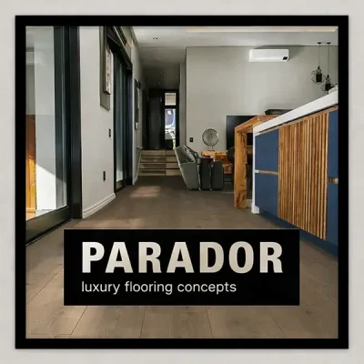 Parador laminate flooring installed in a modern luxury interior