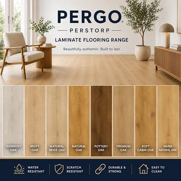 Pergo Perstorp laminate flooring range featuring eight authentic oak décors available from Laminate Floor World